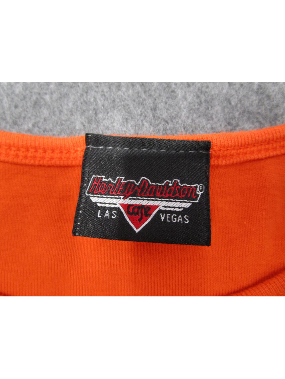 Harley Davidson Wmn's Shirt Size XL Late Vintage 90'S  Orange Black Side Insert - Picture 8 of 9